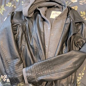 Faux Leather Bomber Jacket